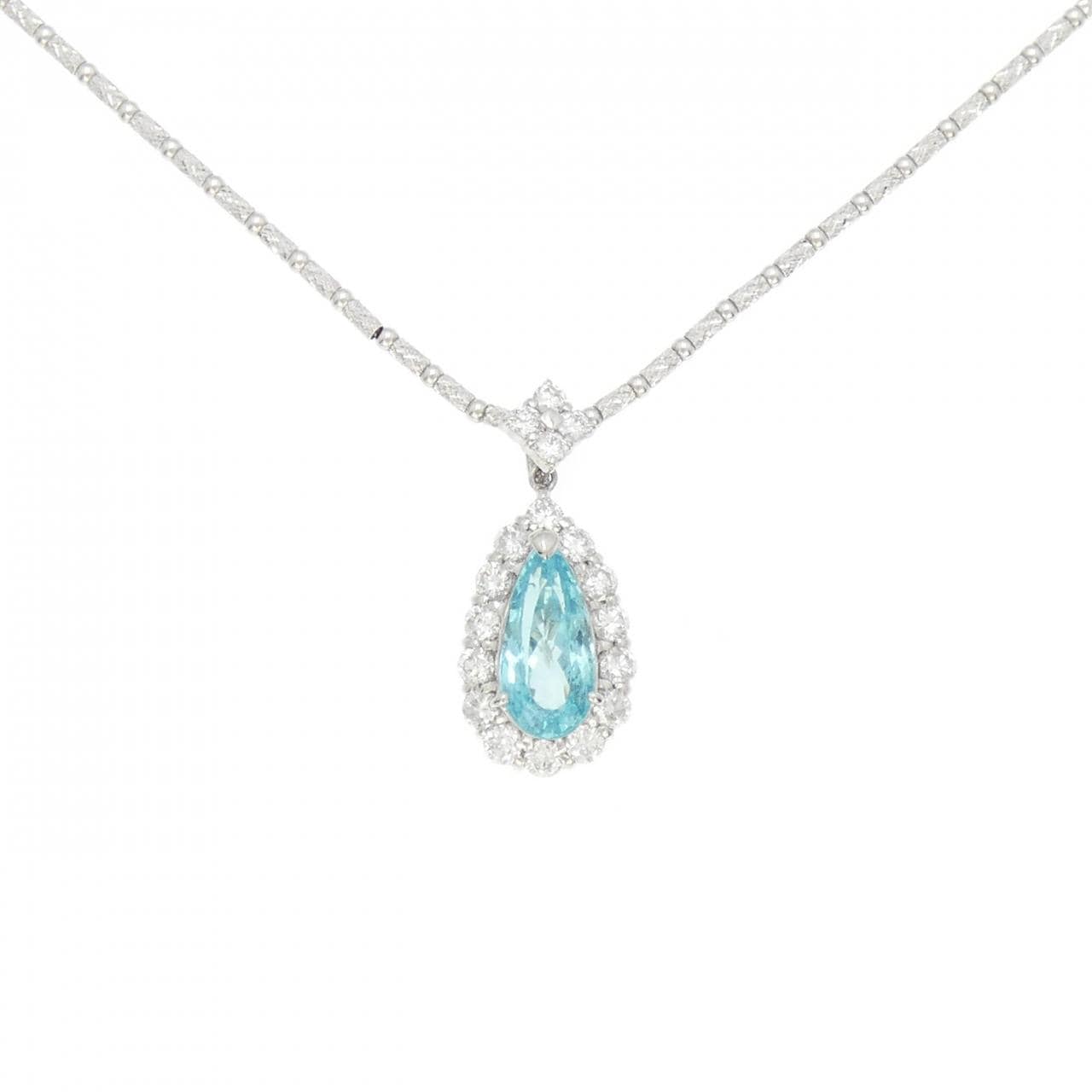 PT900/K18WG パライバトルマリン ネックレス 3.67CT