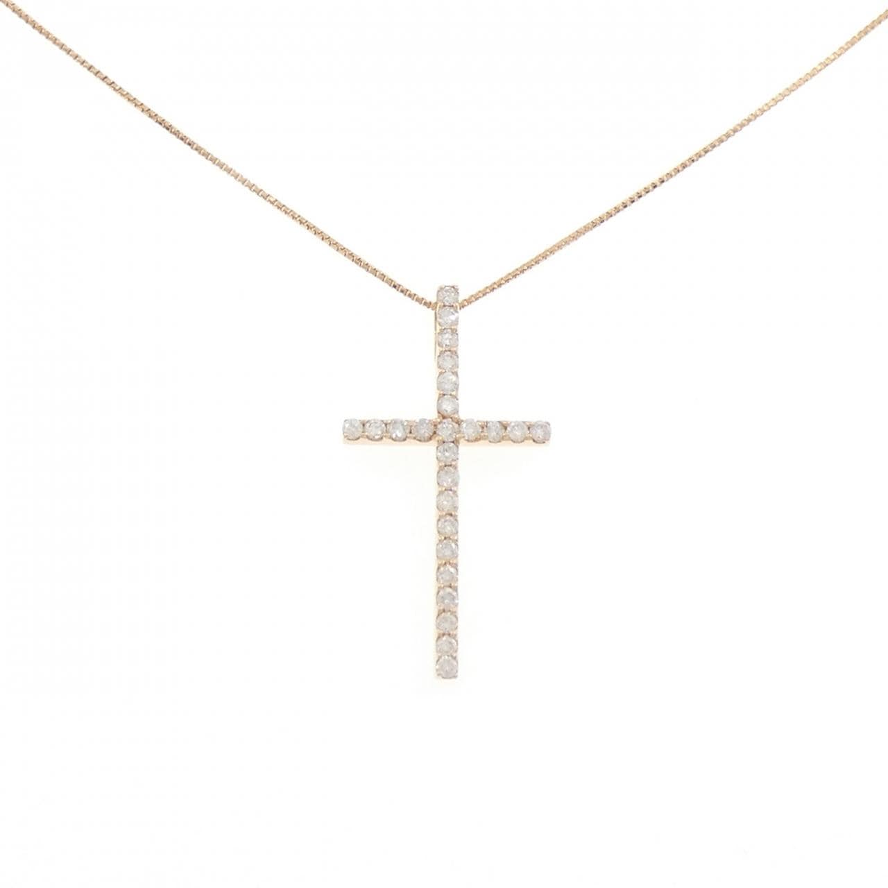 K18PG クロス ダイヤモンド ネックレス 0.50CT