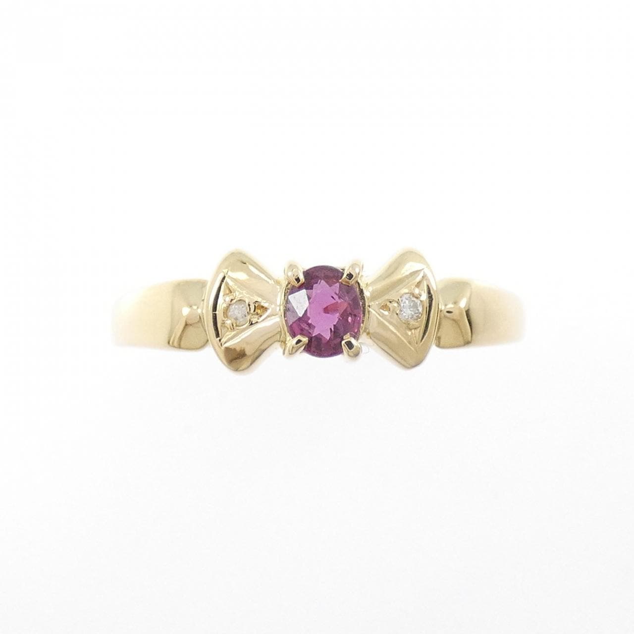 K18YG リボン ルビー リング