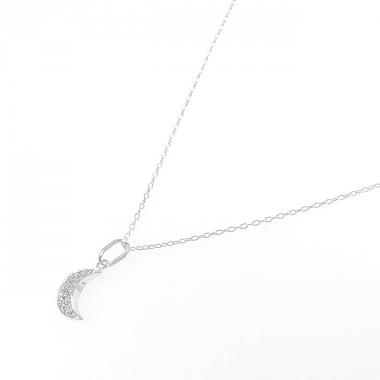K18WG/K14WG ムーン ダイヤモンド ネックレス 0.13CT