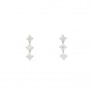 PT900 スリーストーン ダイヤモンド ピアス 0.50CT