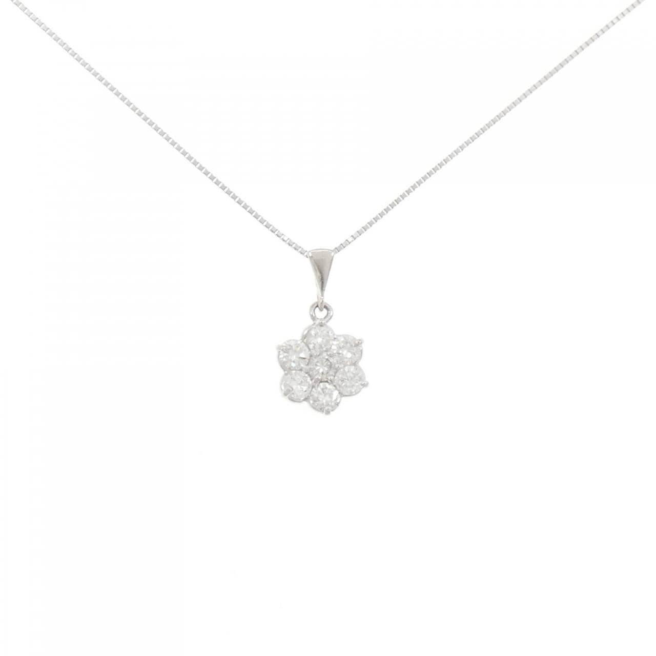 PT900/PT850 フラワー ダイヤモンド ネックレス 0.78CT