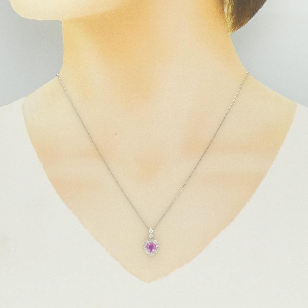 PT900/PT850 非加熱 ハート サファイヤ ネックレス 0.979CT