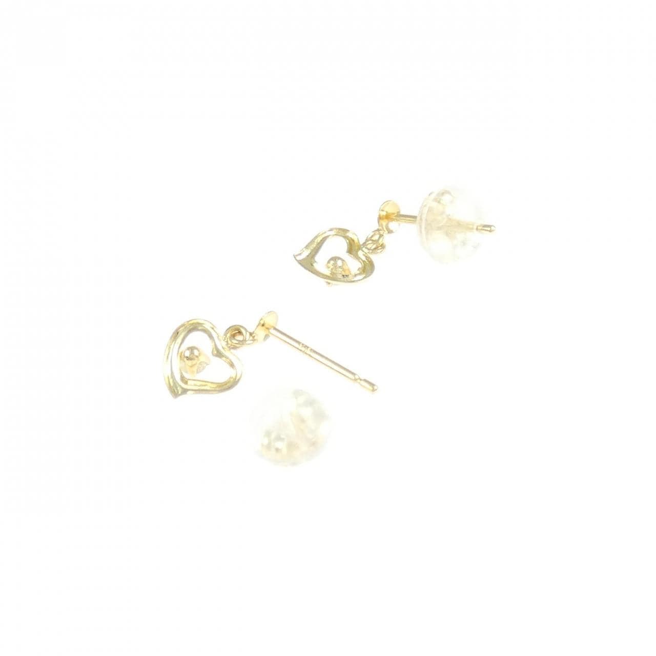 K18YG ハート ダイヤモンド ピアス 0.06CT