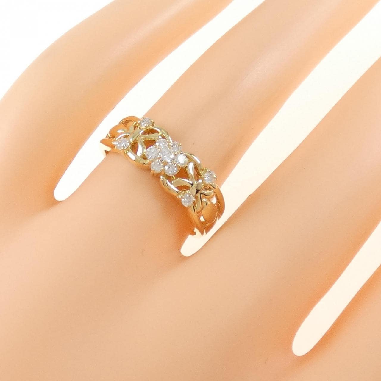 K18YG花朵钻石戒指0.23CT