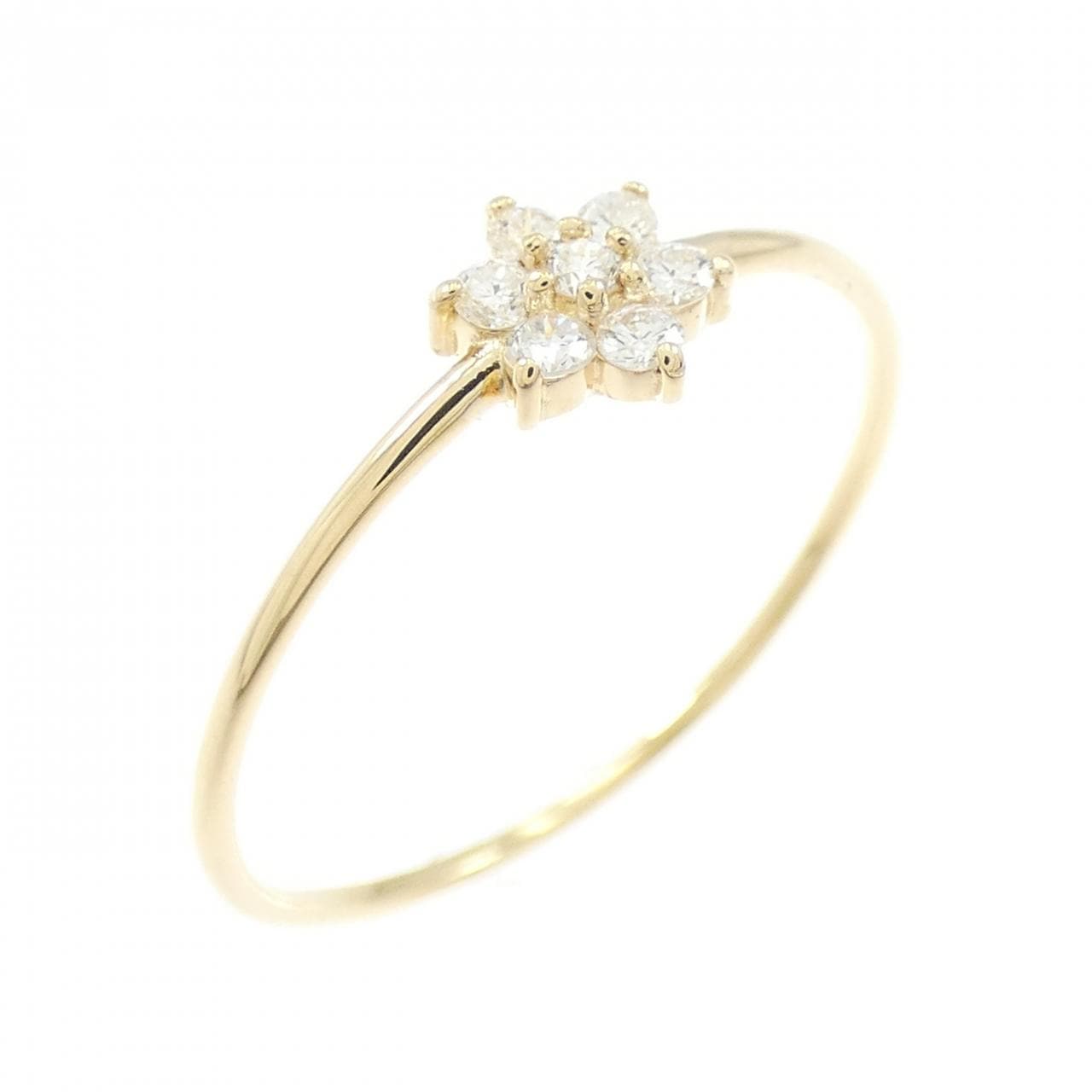 【リメイク】K18YG フラワー ダイヤモンド リング 0.10CT