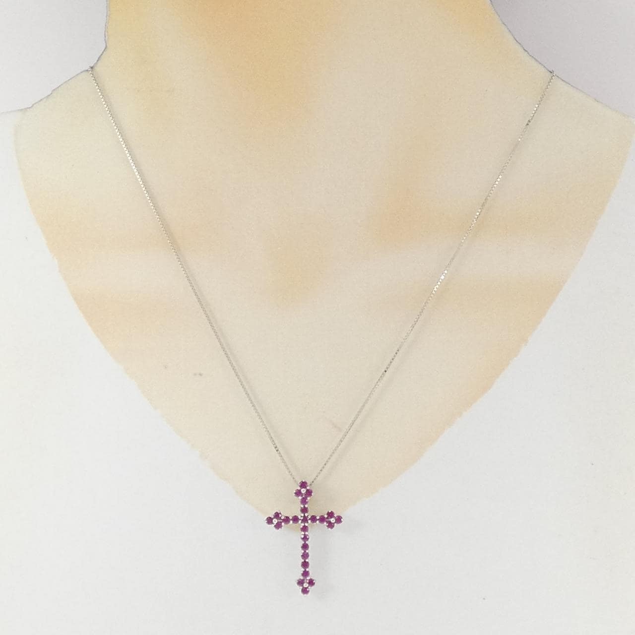 K18WG クロス ルビー ネックレス 1.00CT