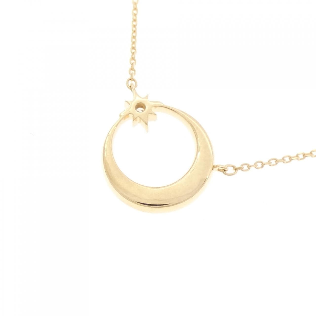 K18YG ムーン ダイヤモンド ネックレス 0.11CT