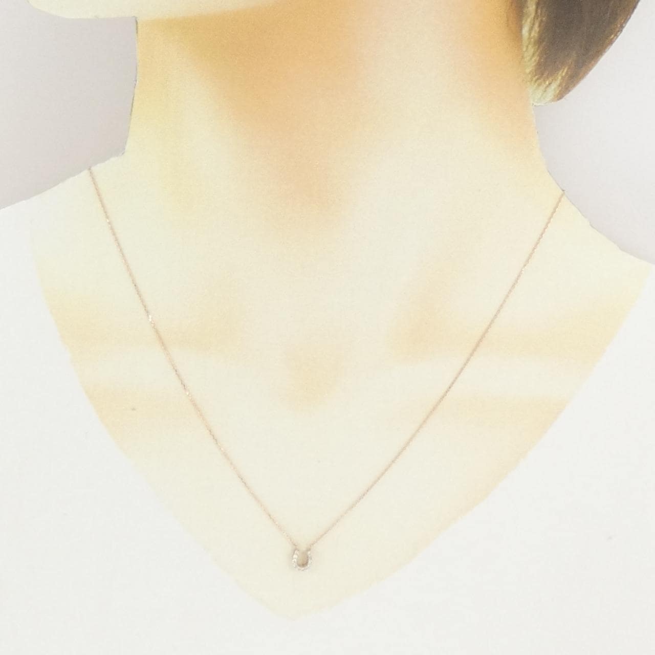 K18PG ホースシュー ダイヤモンド ネックレス 0.07CT