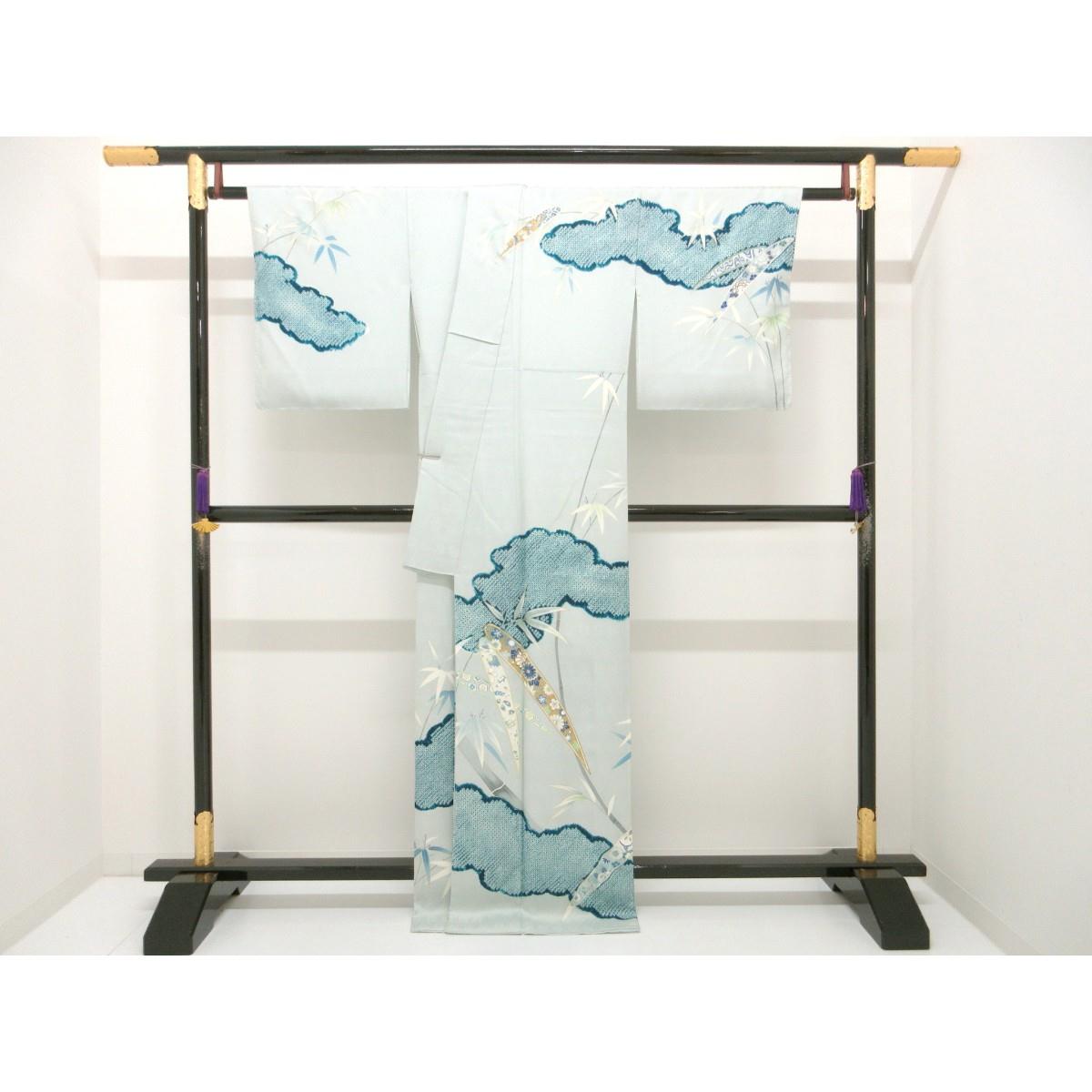 【未使用品】訪問着　吉川染匠　友禅金彩加工　刺繍入り絞り加工