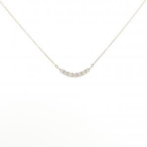 K18WG メレダイヤ0.22ct リボンデザイン ネックレス【新宿店】【中古  