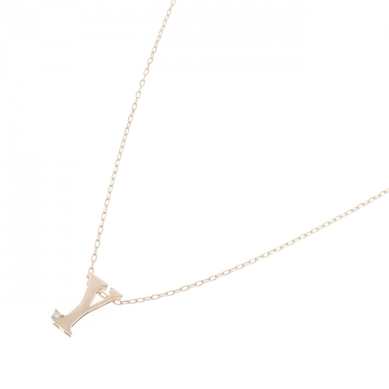 K18PG イニシャルY ダイヤモンド ネックレス 0.01CT