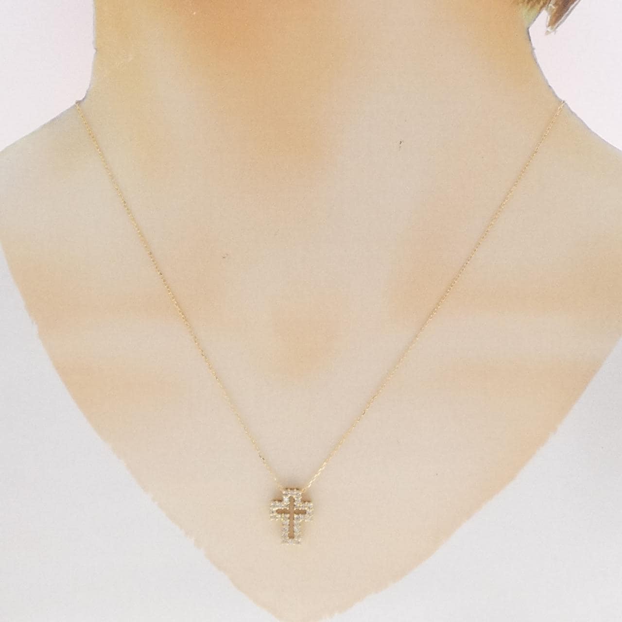 K18YG クロス ダイヤモンド ネックレス 0.35CT