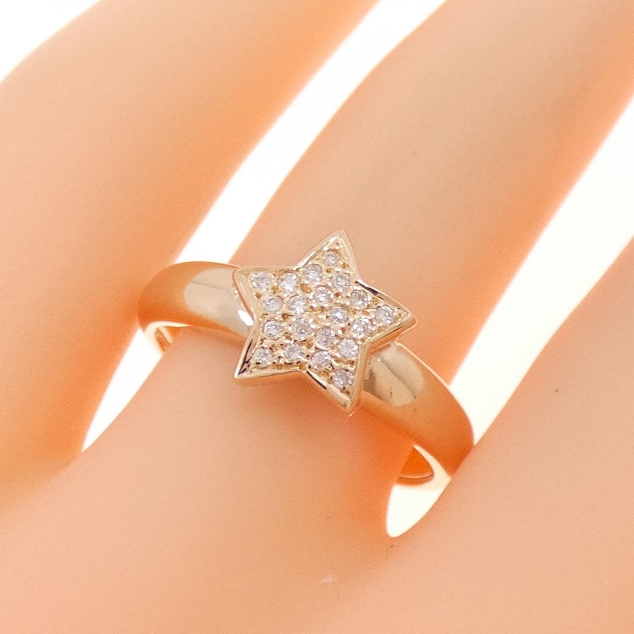 K18PG スター パヴェ ダイヤモンド リング 0.10CT
