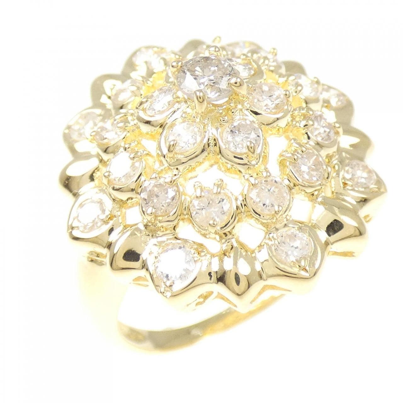 K18YG フラワー ダイヤモンド リング 1.50CT