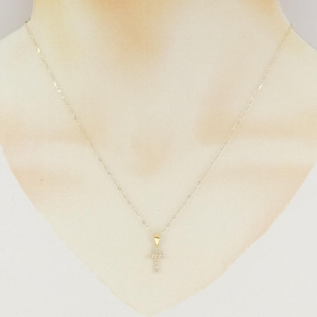 K18YG クロス ダイヤモンド ネックレス 0.11CT