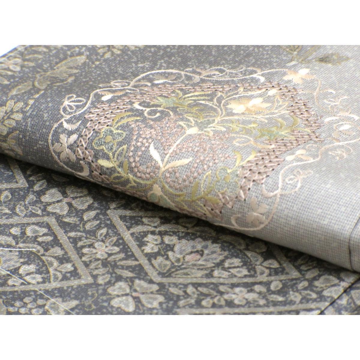 [未使用品] 參拜Ooshima Tsumugi大島紬 繡花 暈染 寬 3L