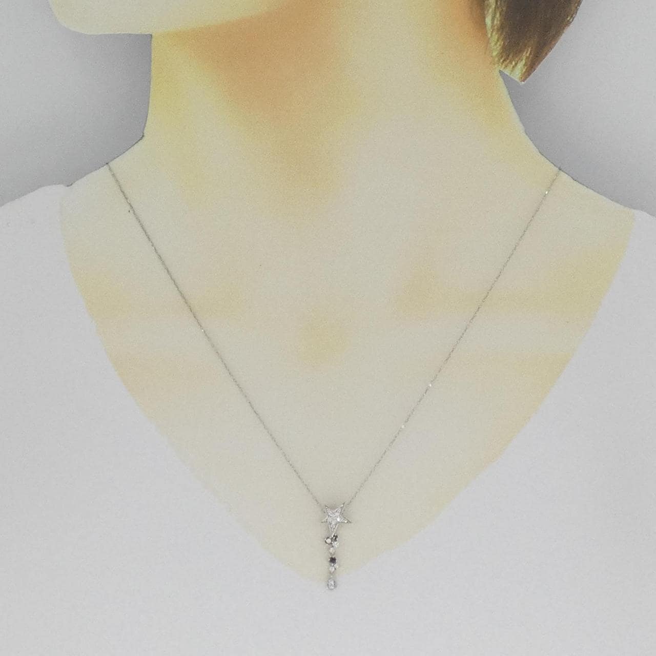 K18WG スター ダイヤモンド ネックレス 0.20CT