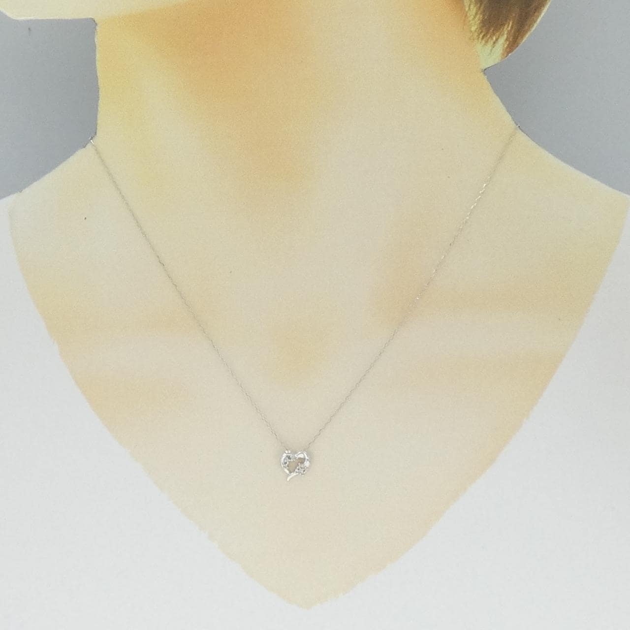 K10WG ハート ダイヤモンド ネックレス 0.04CT