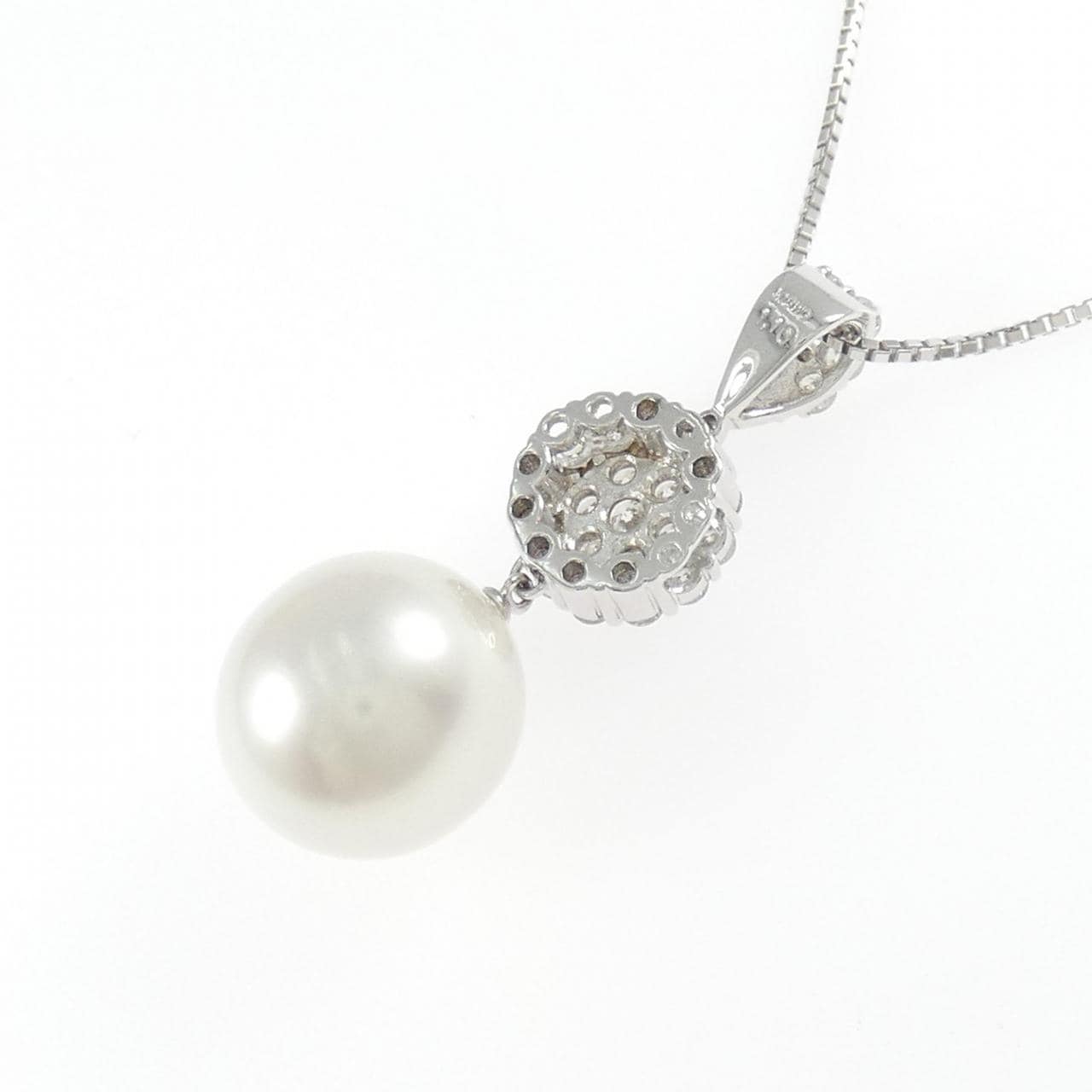 K18WG 白蝶パール ネックレス 13.5mm