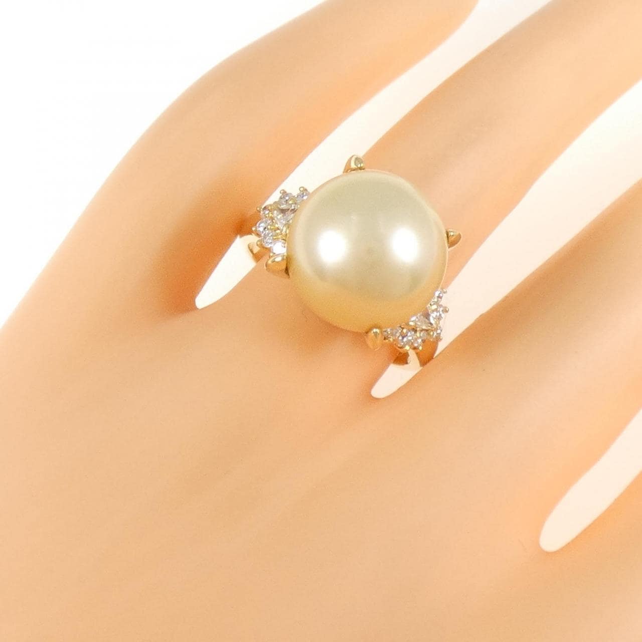 K18YG 白蝶パール リング 13.2mm