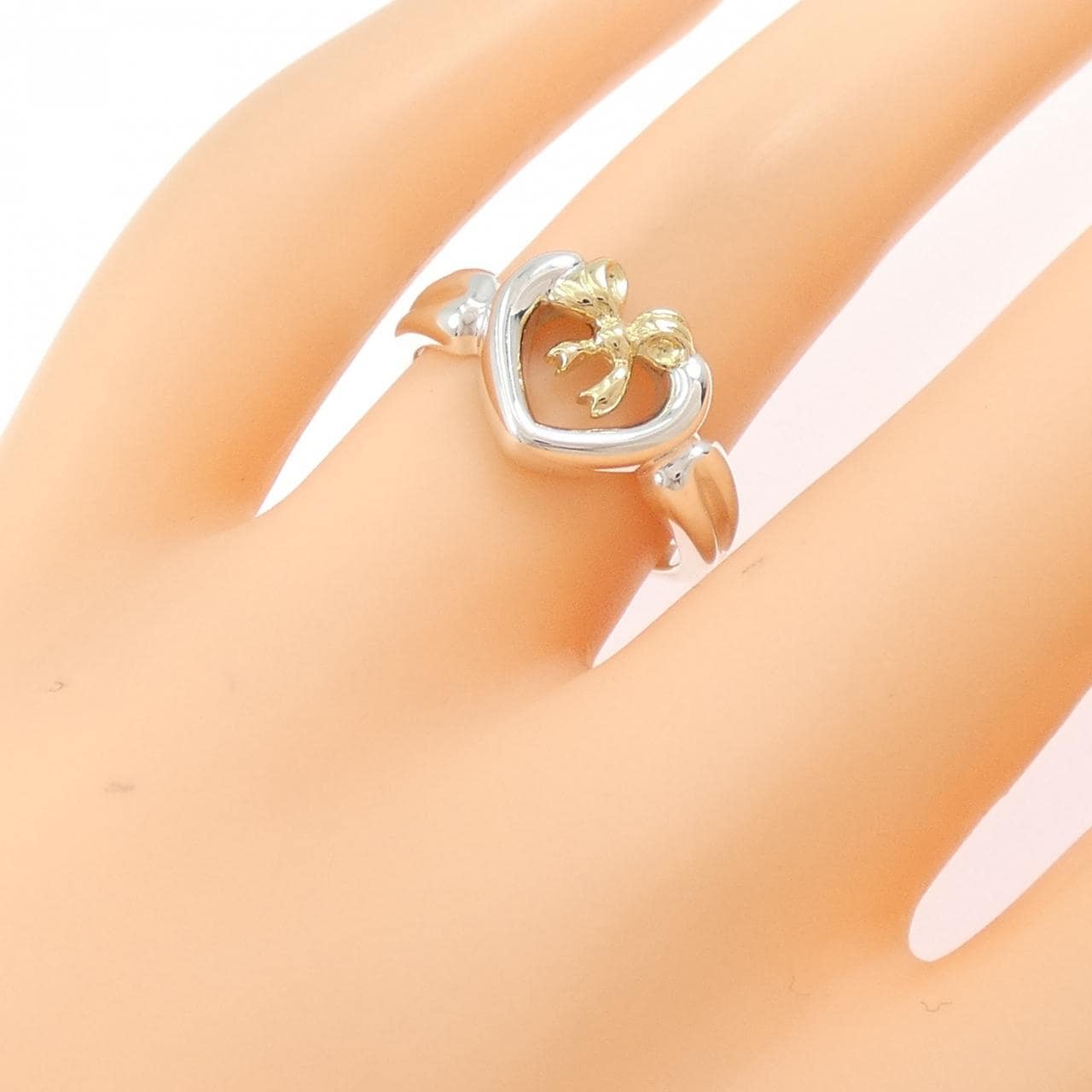 【ヴィンテージ】ティファニー ハート×リボン 925/750YG リング