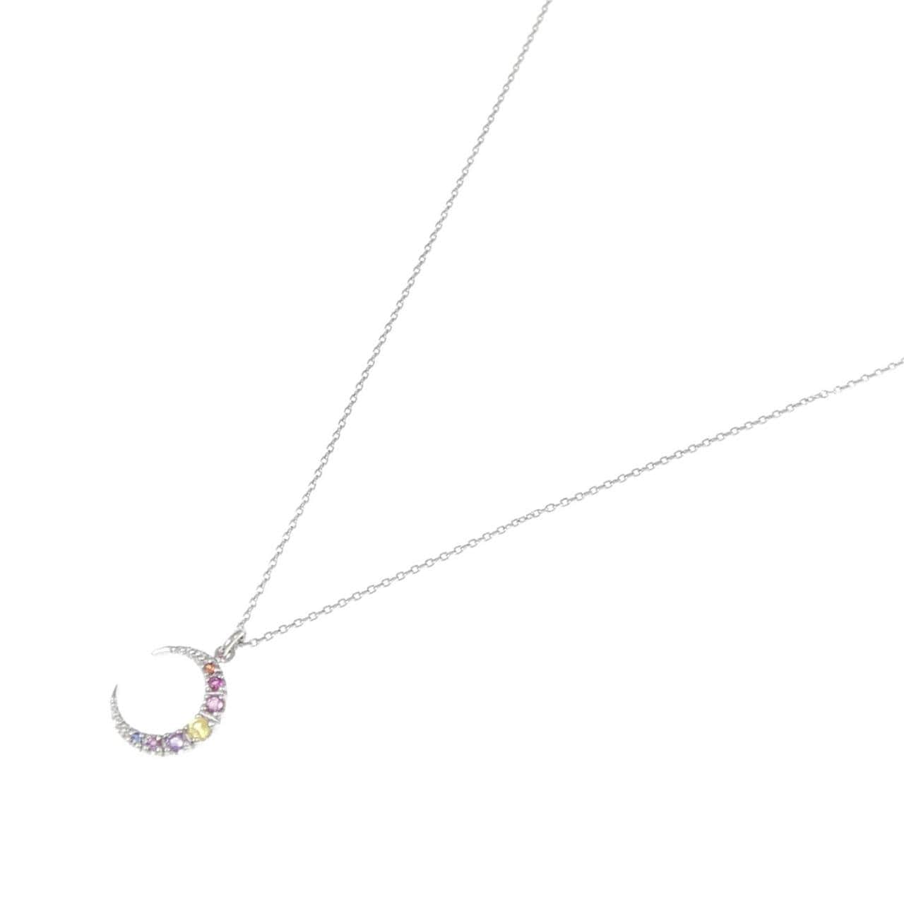 K10WG Moon Color Stone Necklace