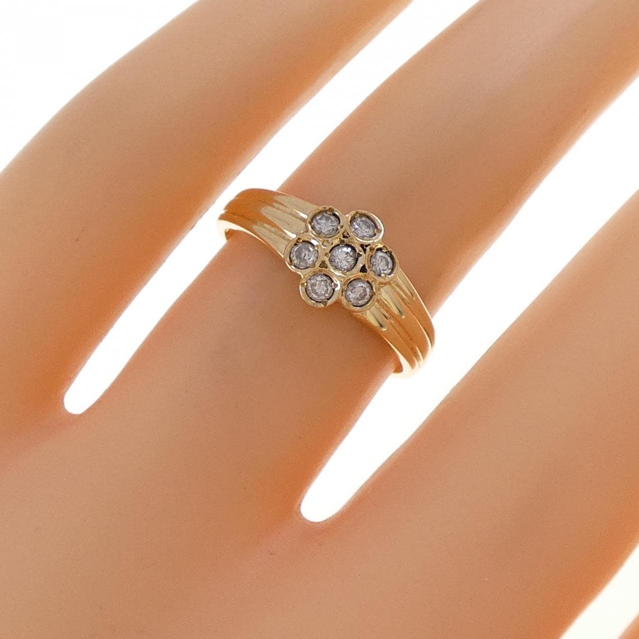 K18YG フラワー ダイヤモンド リング 0.14CT
