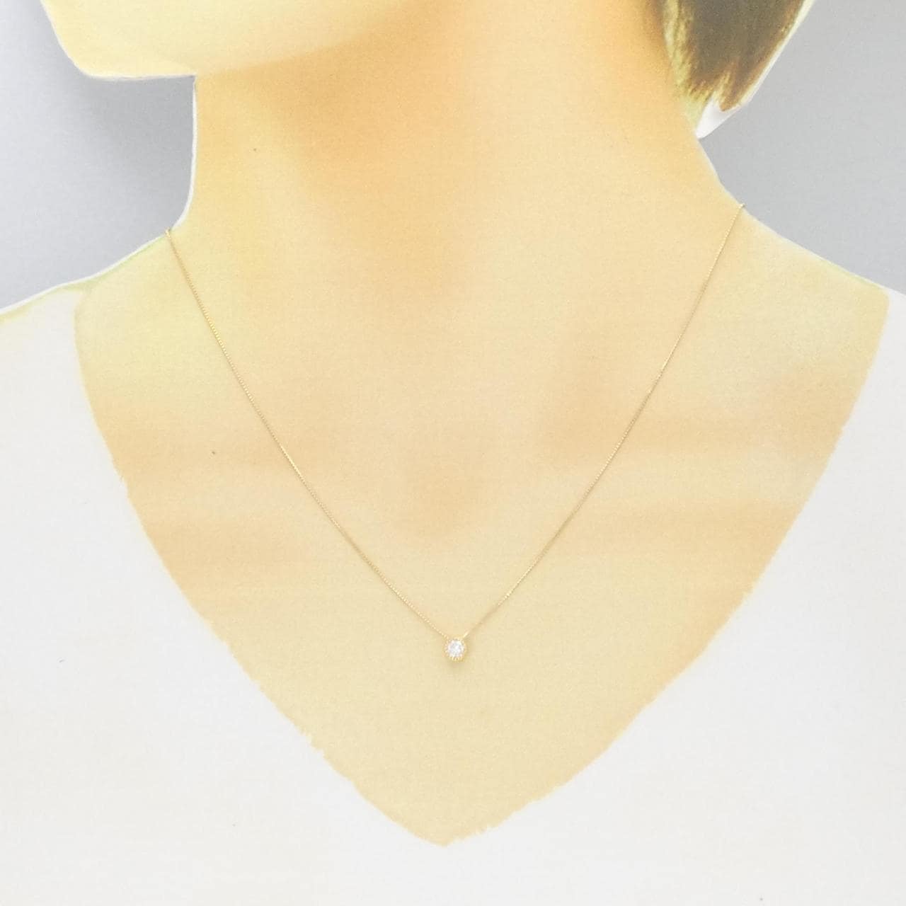 K18YG Solitaire Diamond Necklace 0.16CT