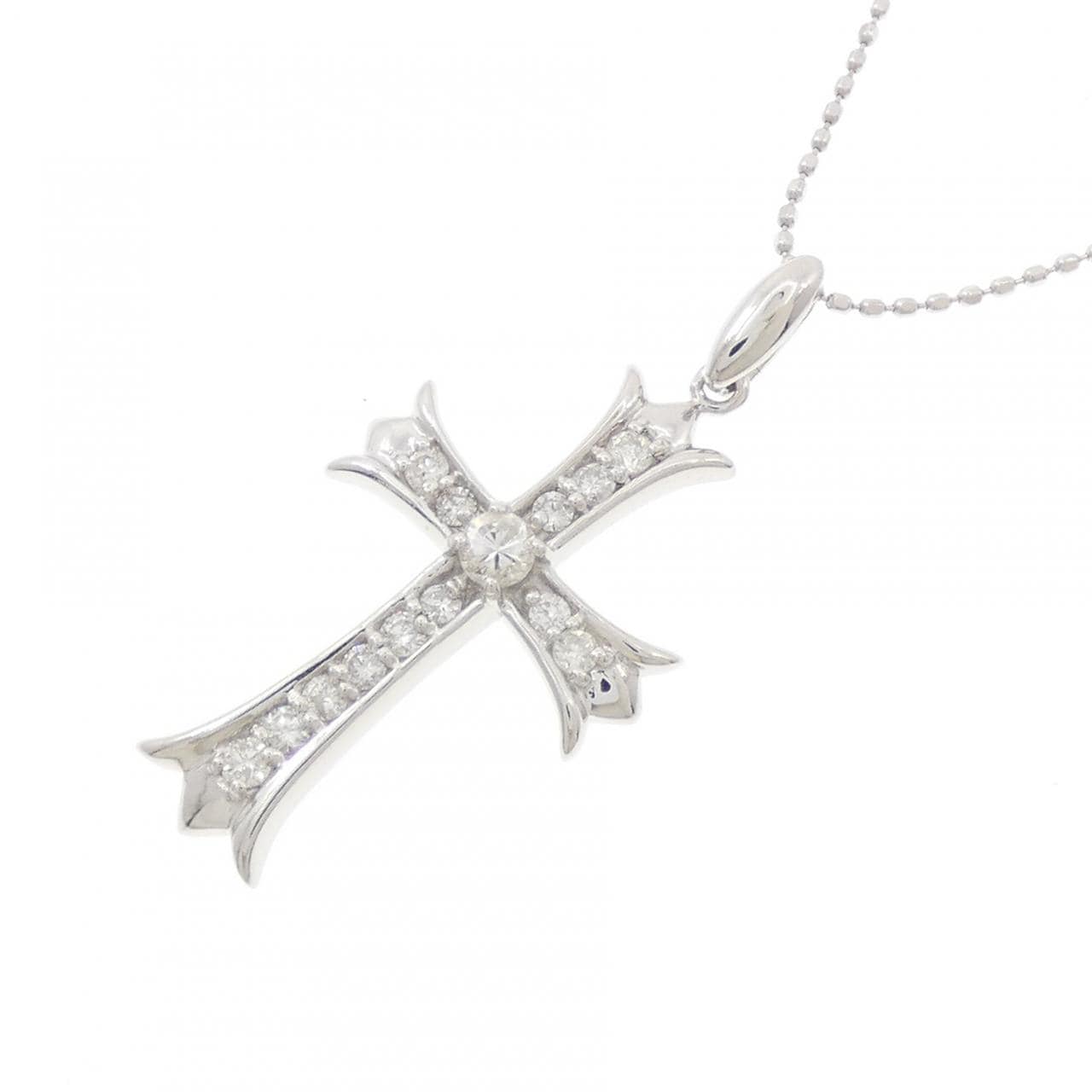 K18WG クロス ダイヤモンド ネックレス 0.30CT