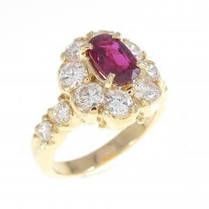 K18YG ルビー リング 0.89CT