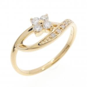 K18YG フラワー ダイヤモンド リング 0.15CT