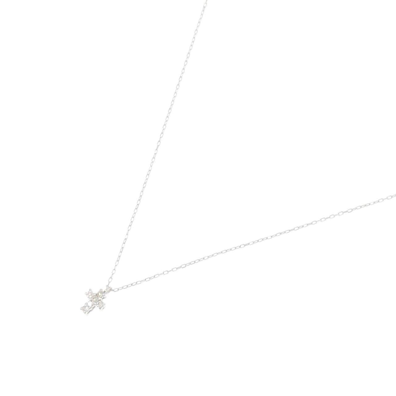 K10WG クロス ダイヤモンド ネックレス 0.03CT