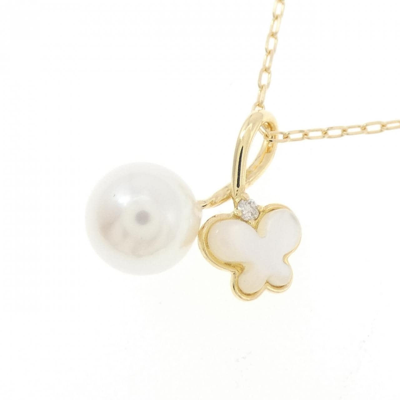 K18YG バタフライ カラーストーン ネックレス