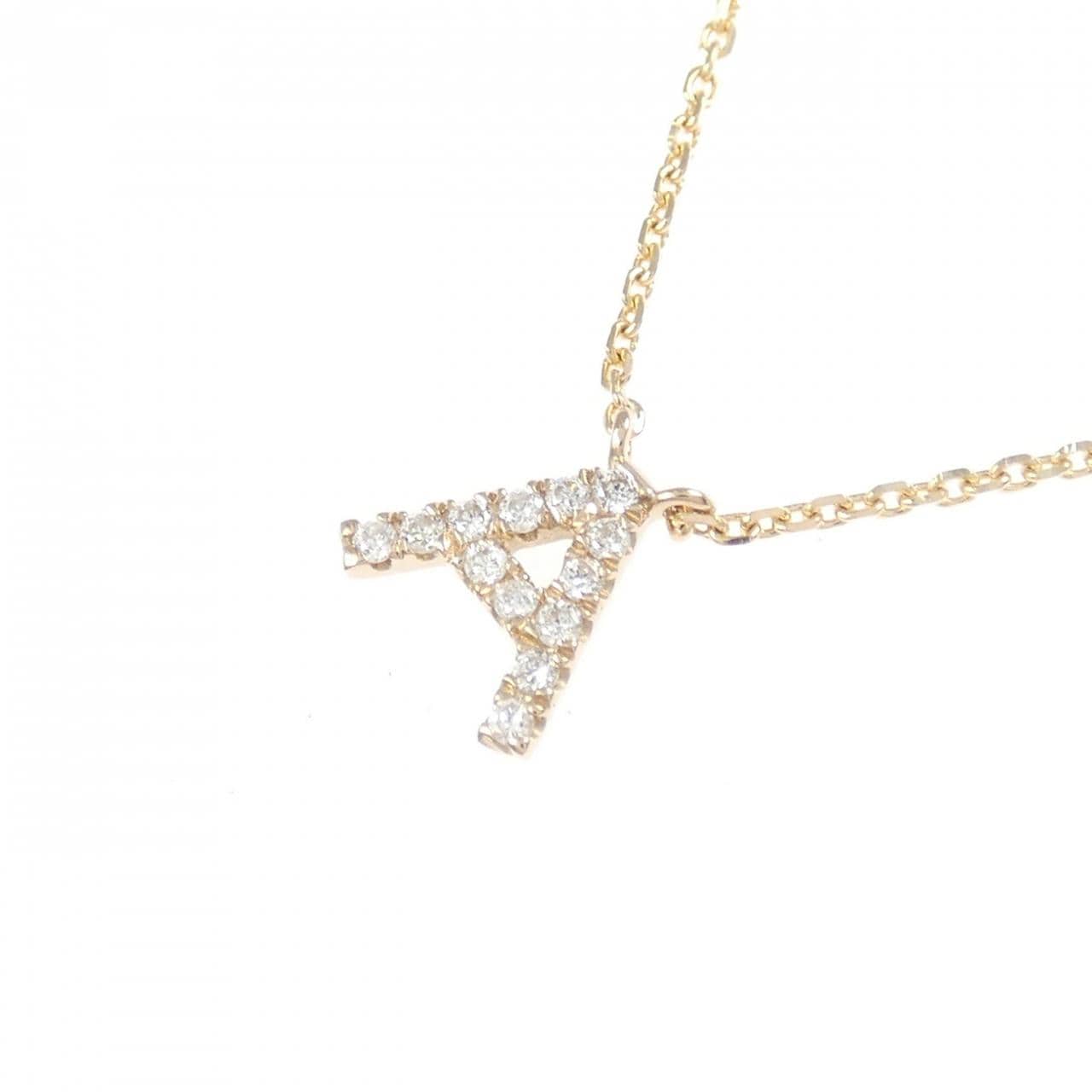K18PG イニシャルA ダイヤモンド ネックレス 0.06CT