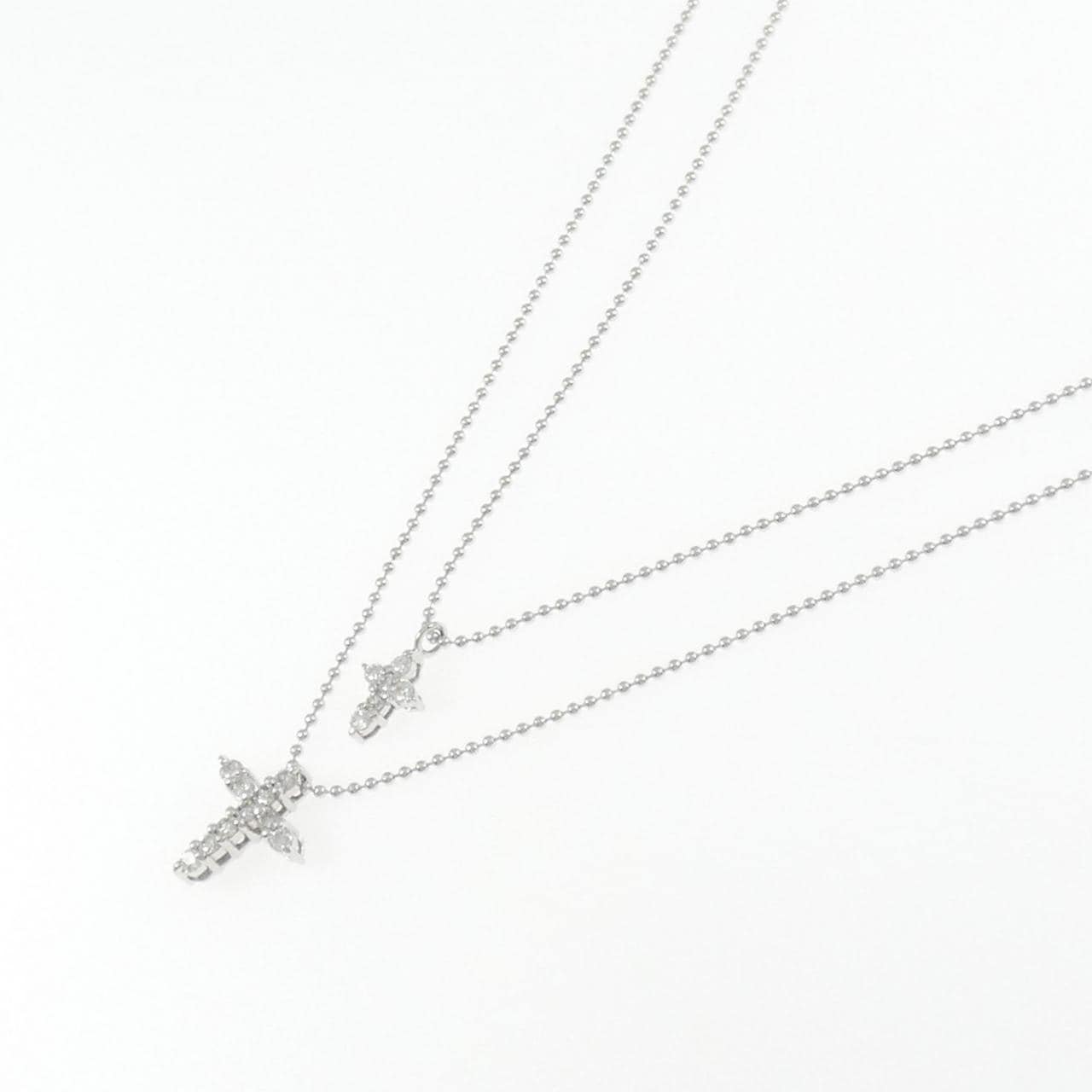 K18WG クロス ダイヤモンド ネックレス 0.31CT