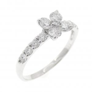 K18WG フラワー ダイヤモンド リング 0.55CT