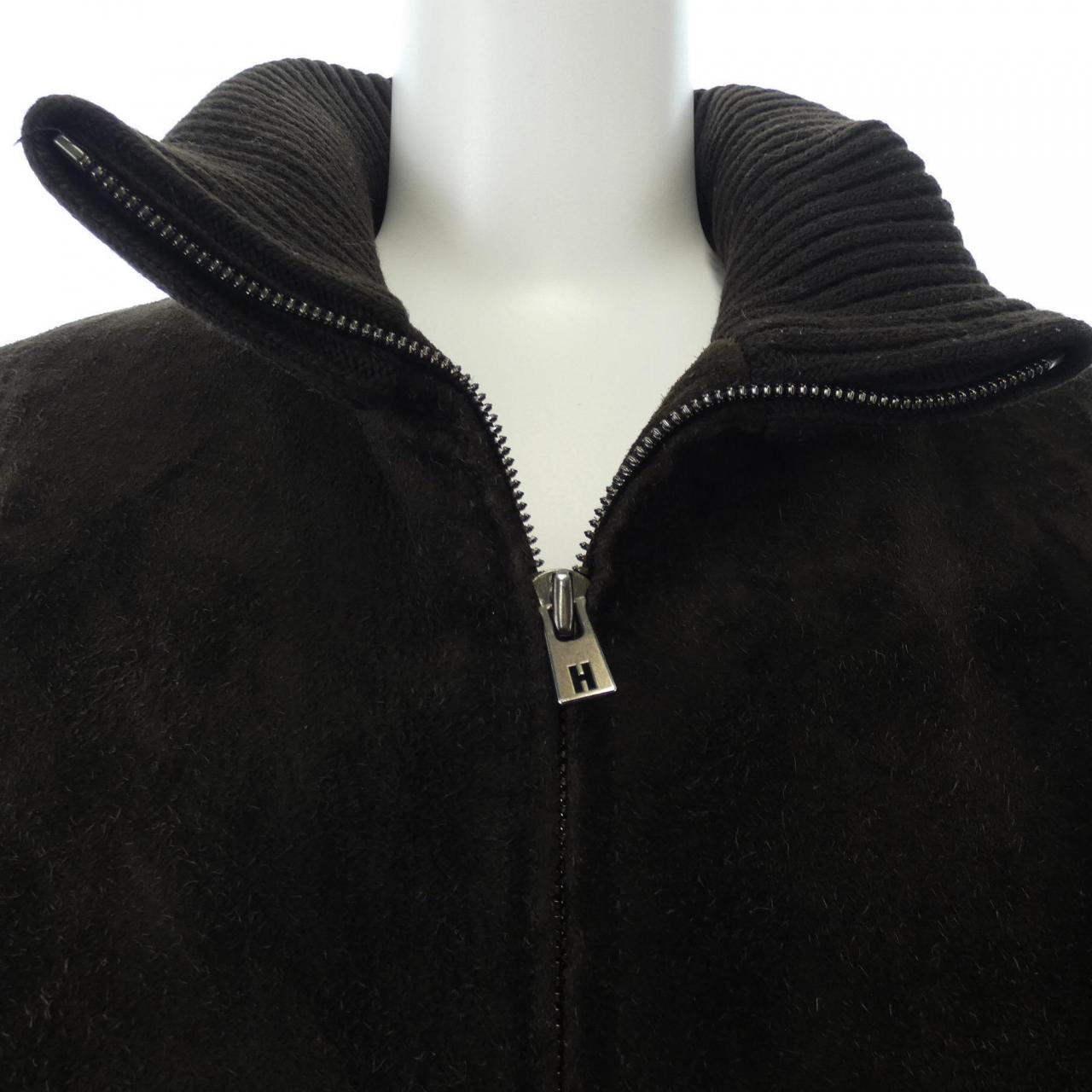 HERMES leather coat