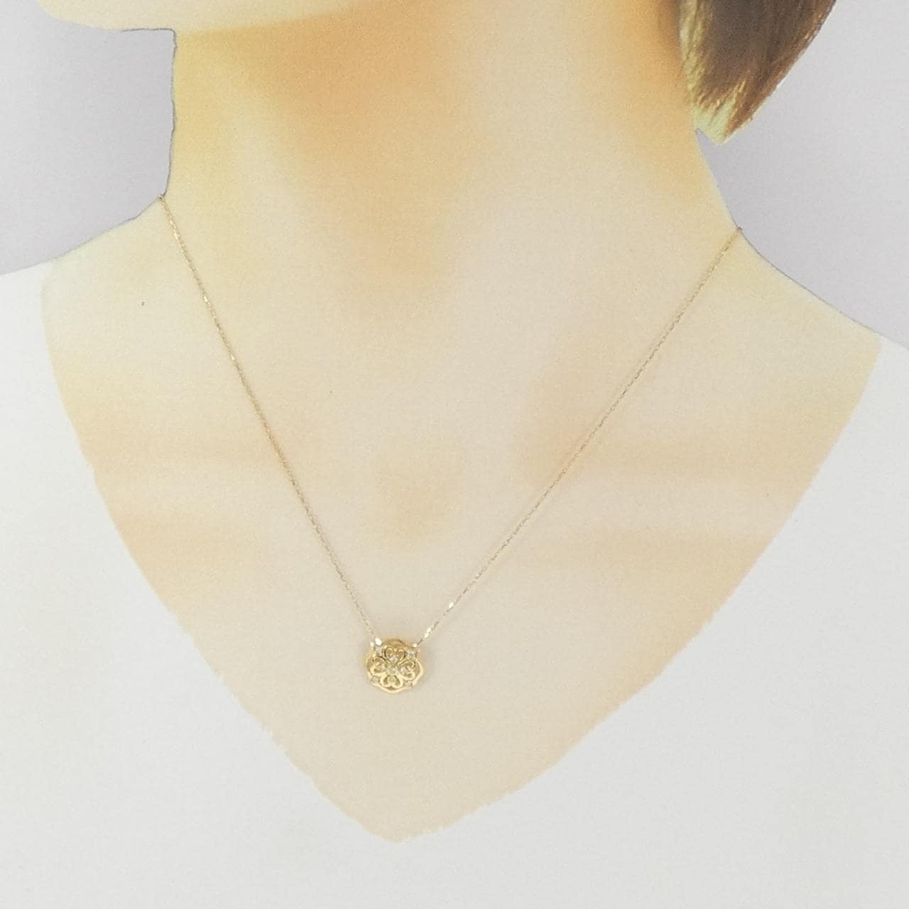 K18YG ダイヤモンド ネックレス 0.08CT