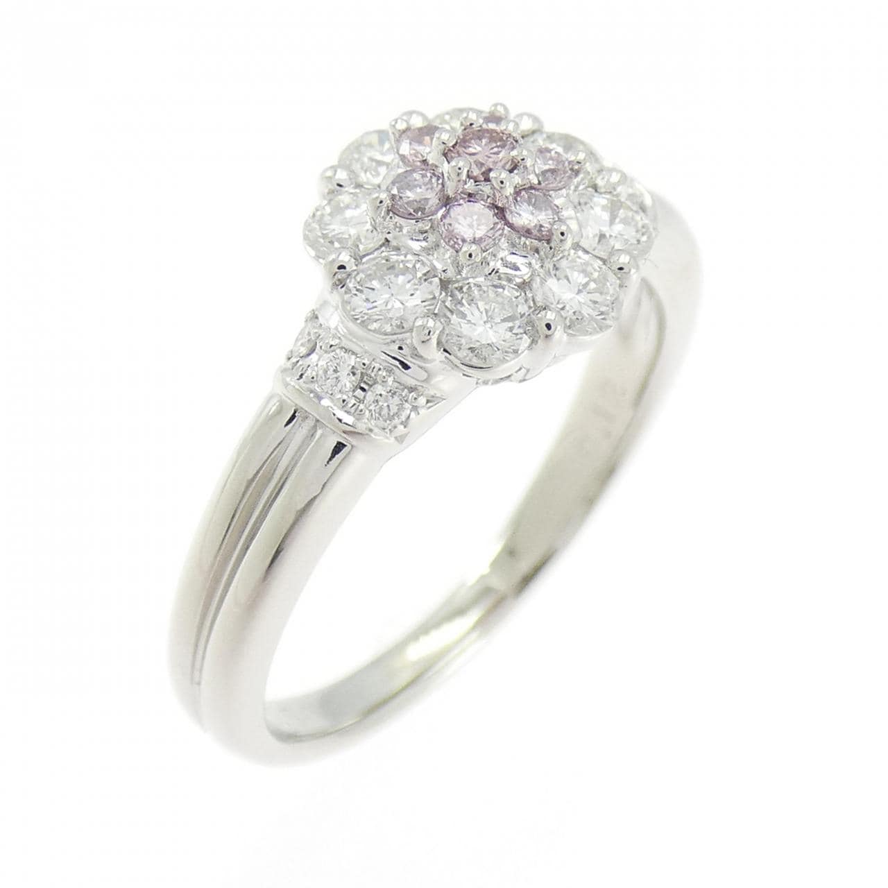 PT900 フラワー ピンクダイヤモンド リング 0.12CT