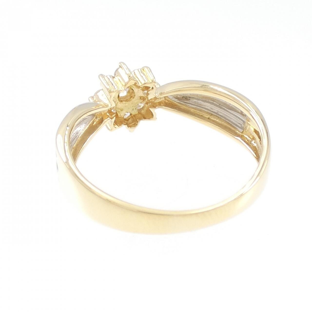 K18YG/PT900 フラワー ダイヤモンド リング 0.21CT