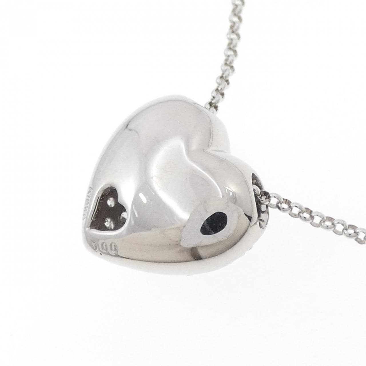 K18WG ハート パヴェ ダイヤモンド ネックレス 1.00CT