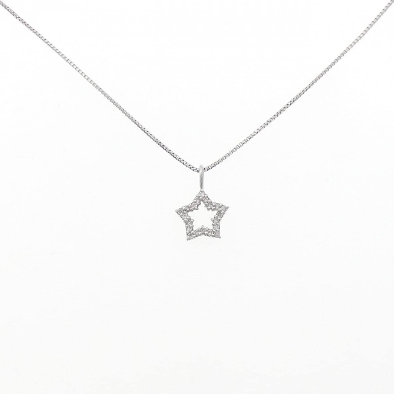 K18WG スター ダイヤモンド ネックレス 0.10CT