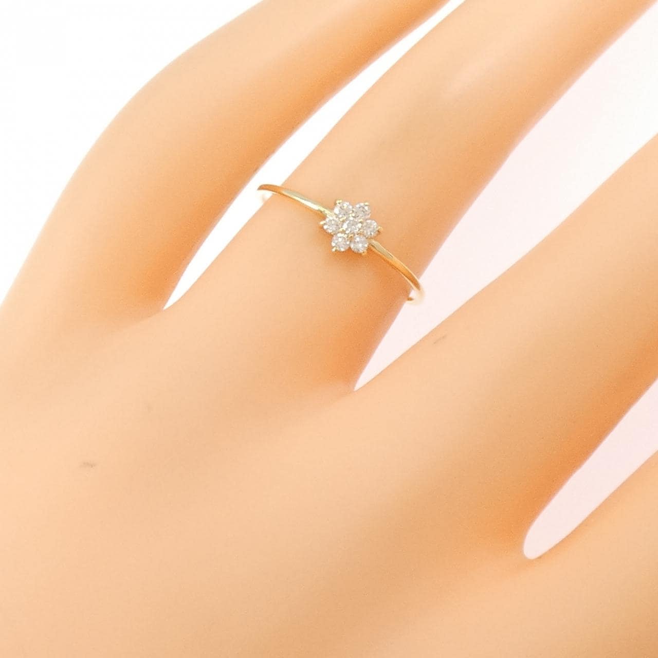 【リメイク】K18YG フラワー ダイヤモンド リング 0.10CT