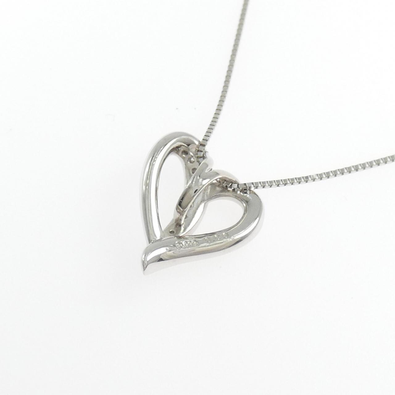 PT999/PT850 ハート ダイヤモンド ネックレス 0.06CT