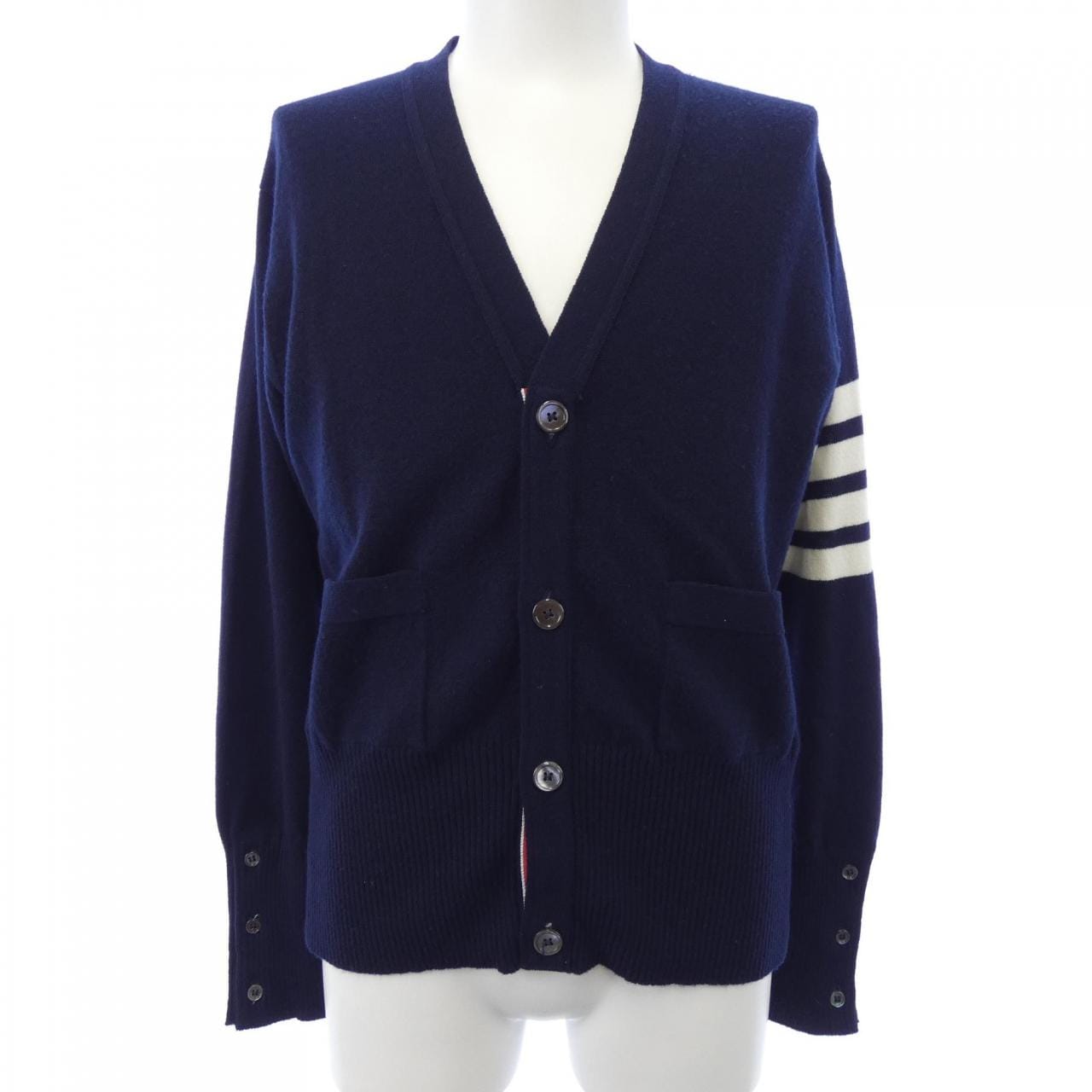 トムブラウン THOM BROWNE クラシック カシミヤ 4BAR Vネック MKC001A カーディガン