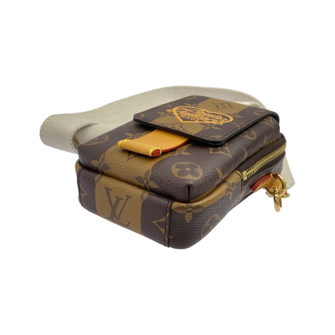 ルイヴィトン モノグラム ストライプ(LVスクエアード) ダブル フォン ポーチ M81005 ショルダーバッグ