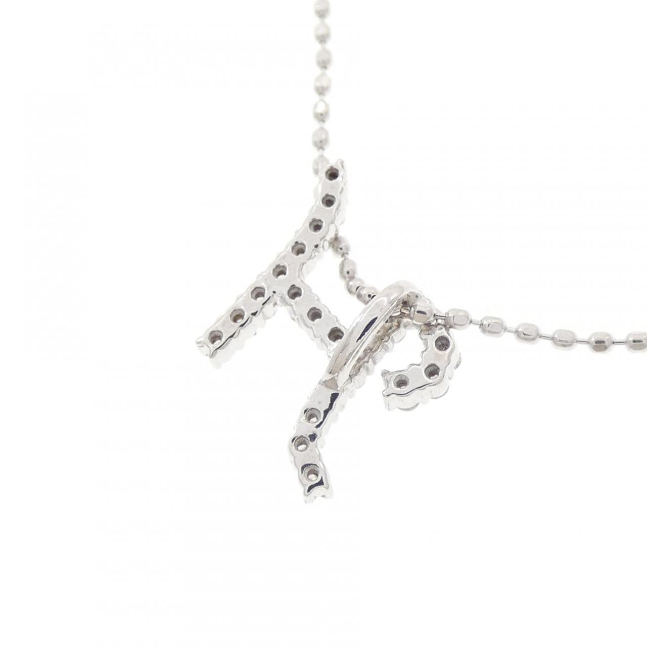 K18WG イニシャルH ダイヤモンド ネックレス 0.11CT