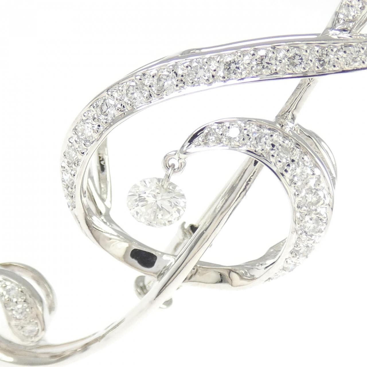 K18WG オンプ ダイヤモンド ブローチ 0.17CT