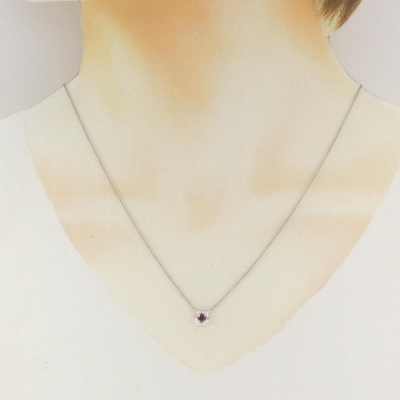 PT850 ルビー ネックレス 0.18CT